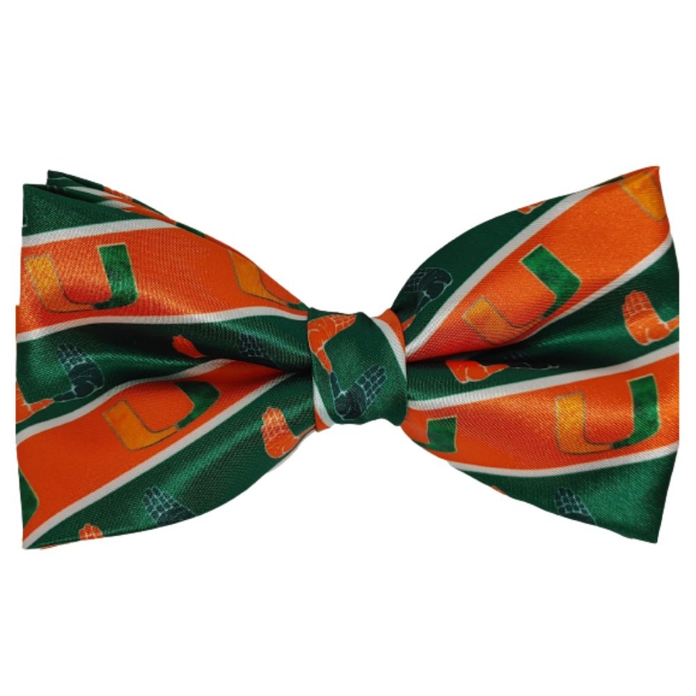 University of Miami! bow tie, New! Mens! UM Bowtie, Miami Hurricanes bow tie